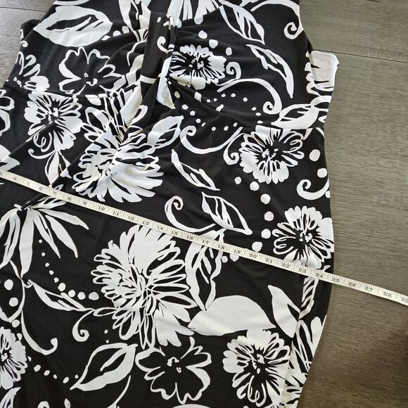 Style&Co Black White Floral Sleeveless Tank Dress Sz 1X Babydoll Stretch - Picture 6 of 7